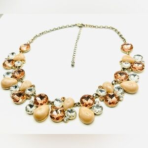 Luxurious Vintage Chunky Champagne Colored Crystal Rhinestone Choker Necklace
